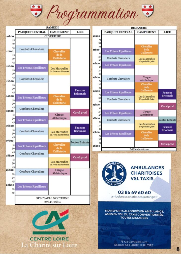 le programme des médiévales